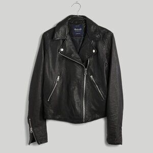 Madewell The Washed Leather Motorcycle Short Jacket – Black – Women’s XS